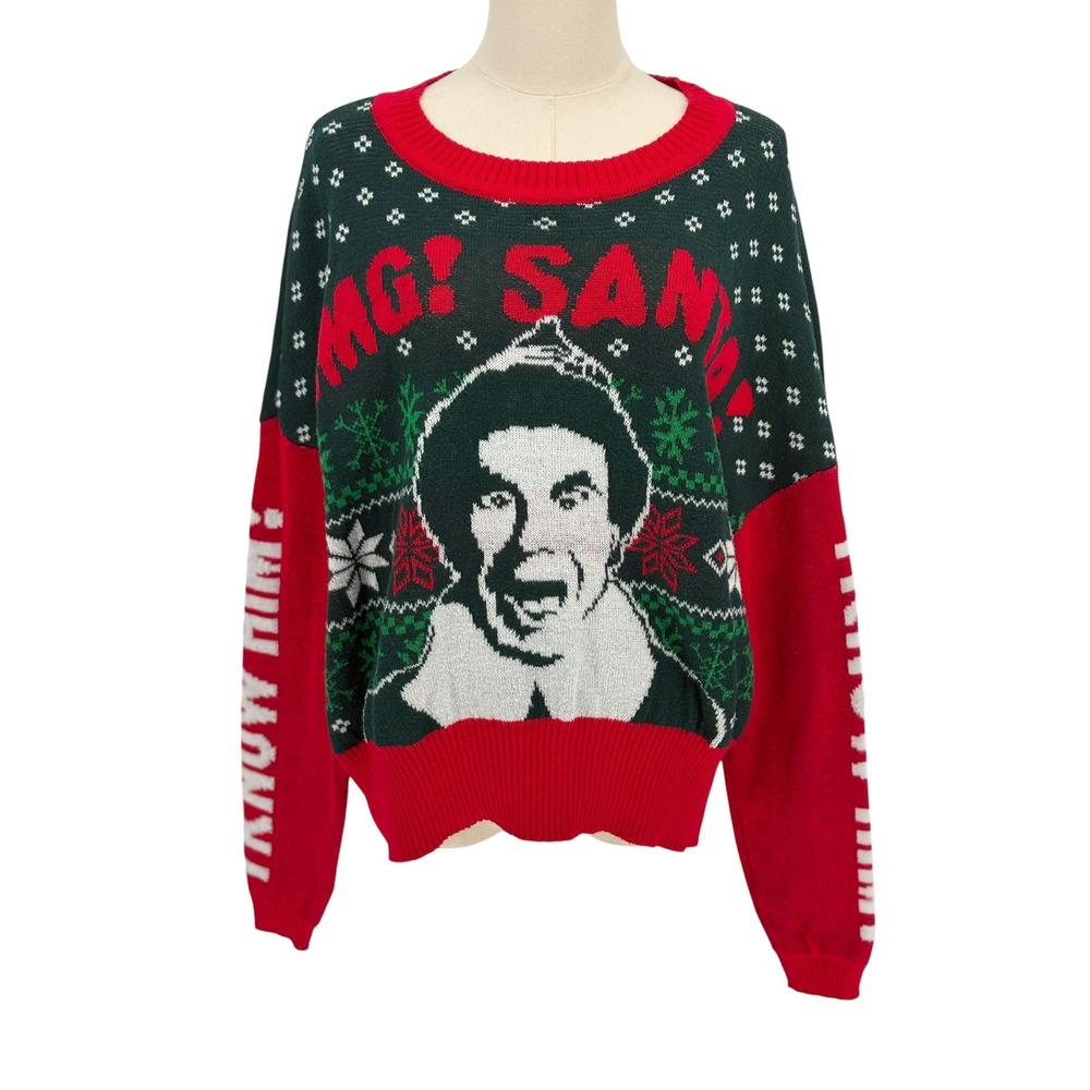 Elf The Movie Christmas Sweater Green Red Buddy The Elf Graphic Large